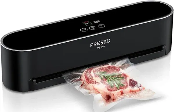 Fresko Full Automatic food vacuum sealer machine, Multi-Functional Food Sealer with Powerful Suction, Compact Design Hands-Free Vacuum Sealer for Food Storage with 10pcs Bags