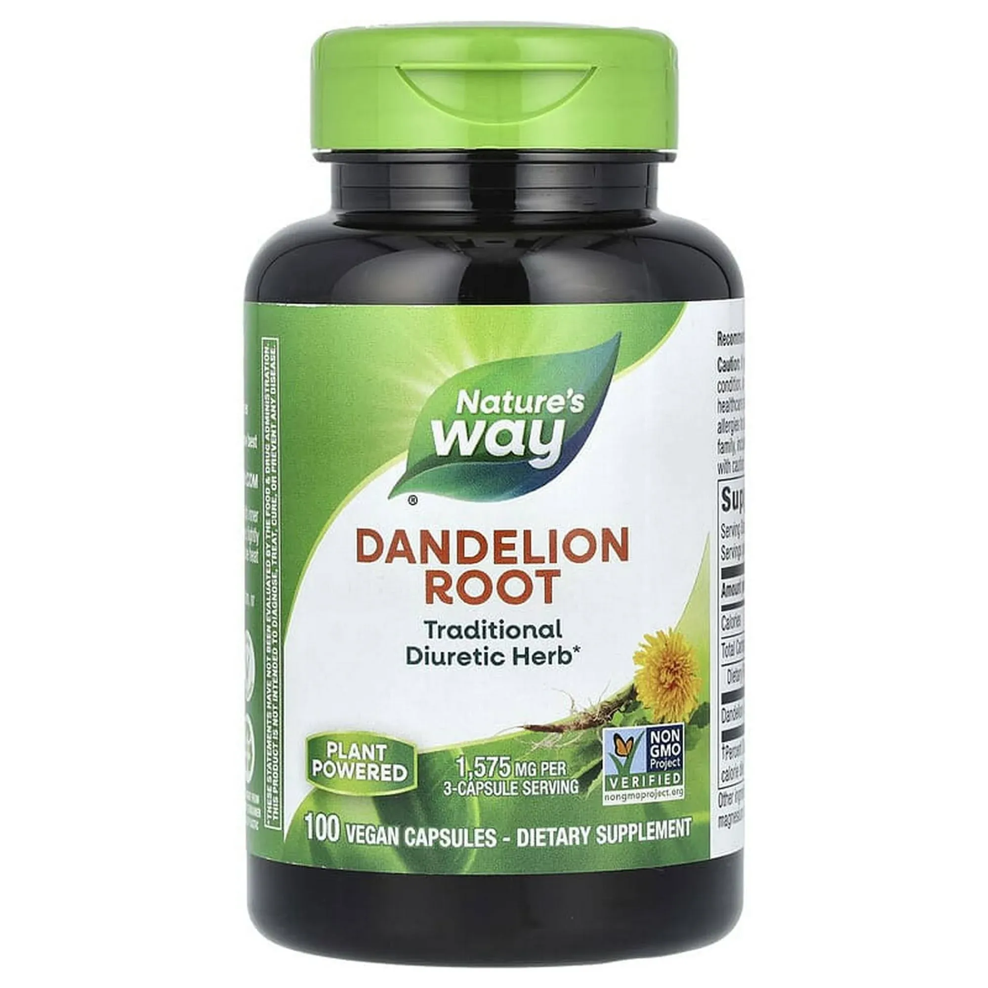 Nature's Way Dandelion Root Diuretic Herb Capsule Project Verified Gluten (180 ct)