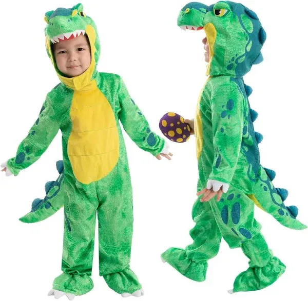 Spooktacular Creations Child Green T-Rex Costume,Dinosaur Jumpsuit Jumpsuit for Toddler Halloween Dress Up Party