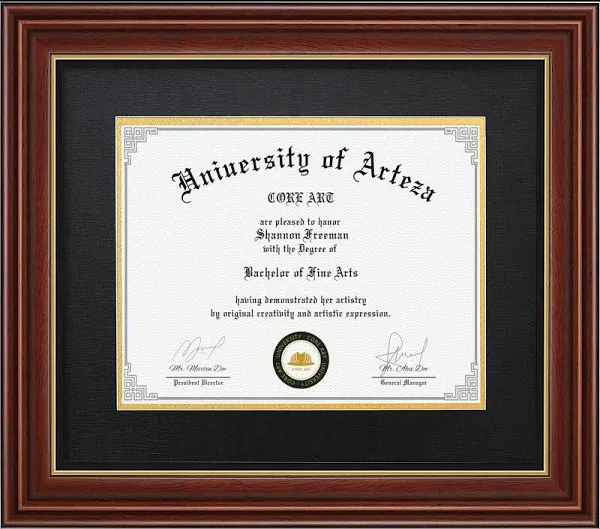 8.5X11 Diploma Frame with Red over Gold Mat or Display 11X14 Certificate (U OF T