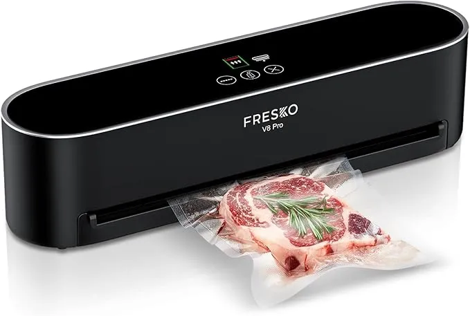 FRESKO FRESKOV8 PRO Full Automatic Food Sealer Machine, Food Vacuum sealer Black