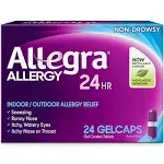 Allegra 24 Hour Allergy Relief, 180 mg, Gelcaps - 24 count