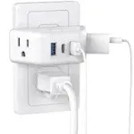 Trond Multi Plug Outlet Extender with USB, 2 Outlet Splitter with 3 USB Wall Charger (1 USB C), Wall Outlet Expander, Cruise Essentials, Plug