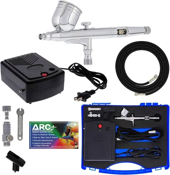 Master Airbrush Airbrushing System Kit with a G23 Multi-Purpose Gravity Feed Dual-Action Airbrush with 1/3oz. Cup and 0.3mm Tip, Mini Air Compressor, Hose, Storage Case, How-to-Airbrush ARC Link Card