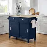 Crosley Cora Drop Leaf Kitchen Island Navy & Natural