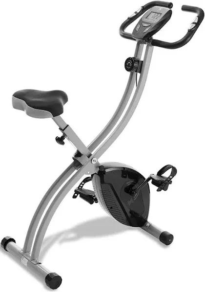 Folding Stationary Upright Indoor Cycling Exercise Bike with LCD Monitor