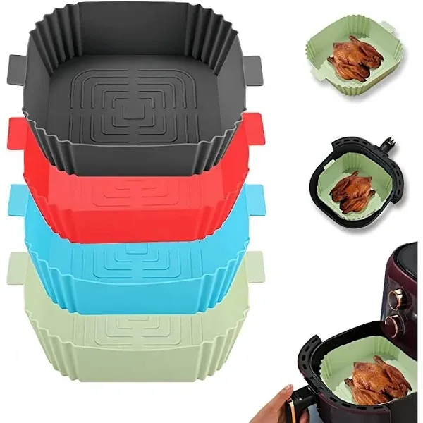 LYHOLKEER 4pcs Air Fryer Silicone Reusable Liners