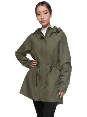 Rokka&amp;Rolla Women&#039;s Water-Resistan<wbr/>t Anorak Hooded Rain Jacket Trench Coat