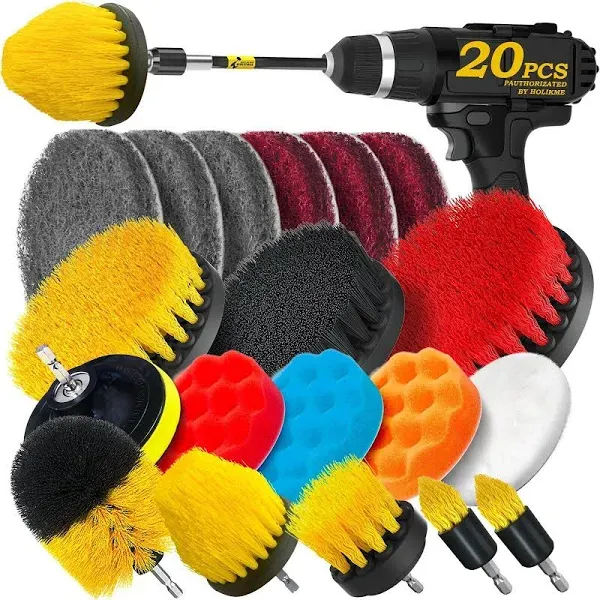 30Pack Drill Brush Attachments Set,Scrub Pads &amp; Sponge, Power Scrubber Brush ...