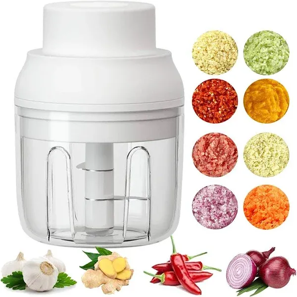 Electric Mini Food Chopper,250ML Portable Garlic Chopper with USB Charging Function, Mini Food Slicer for Onion Vegetables Chili Ginger Meat Nuts Fruits Salad (Green)