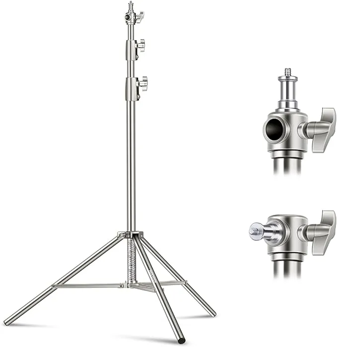 Anautin 9.2 FT Stainless Steel Light Stand Photography Heavy Duty Photography Tripod Stand with 1/4” to 3/8” Screw Adapter for Strobe,LED Video Light