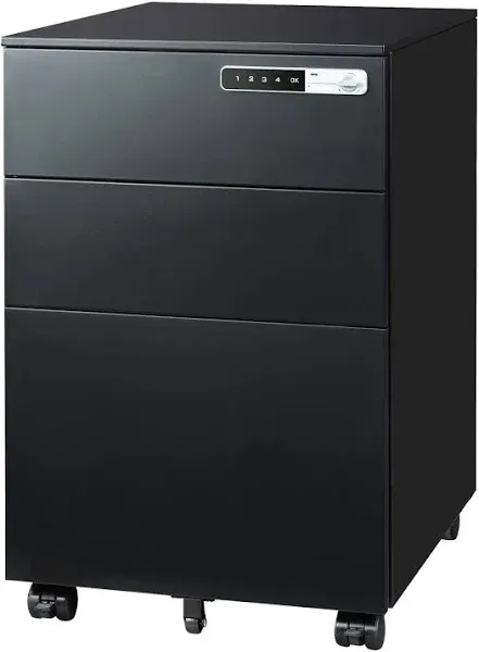 DEVAISE Locking File Cabinet, 3 Drawer Rolling Pedestal Under Desk Office, Fu...