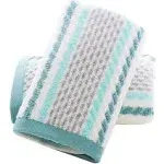 Pidada Hand Towels Set of 2 Striped Pattern 100% Cotton Soft Absorbent Decorative Towel for Bathroom