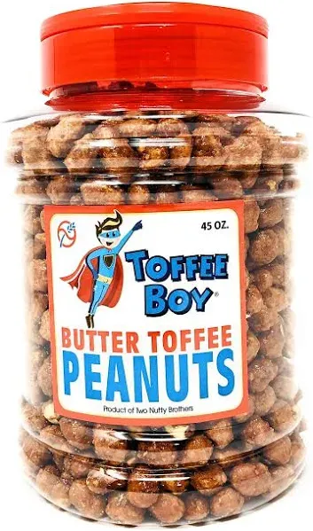 Toffee Boy's Butter Toffee Peanuts - 45 Oz Jar - Family Recipe, Fresh and Hand Cooked, Gluten Free, Real Ingredients, No Preservatives, The PERFECT Holiday Gift