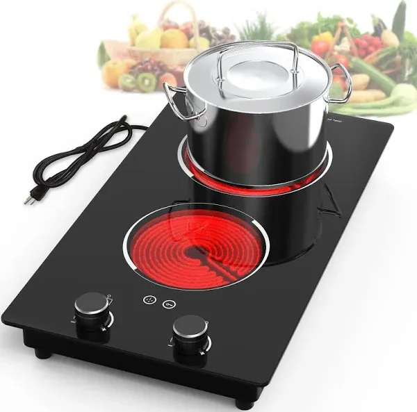 GIHETKUT Electric Cooktop,110V 2100W Electric Stove Top with Knob Control