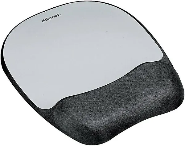 Fellowes Memory Foam Mouse Pad/Wrist Rest- Silver Streak (9175801)