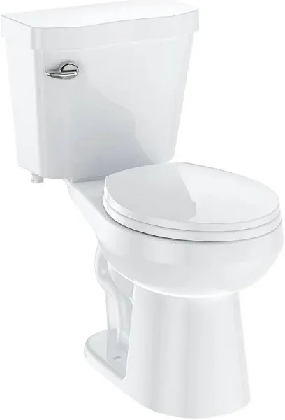 Two-Piece Toilet with Toilet Seat and Wax Ring, Round Toilets for Bathrooms, 1.28 Siphonic Flush Toilet Cotton White 17"(Toilet Seat Included)