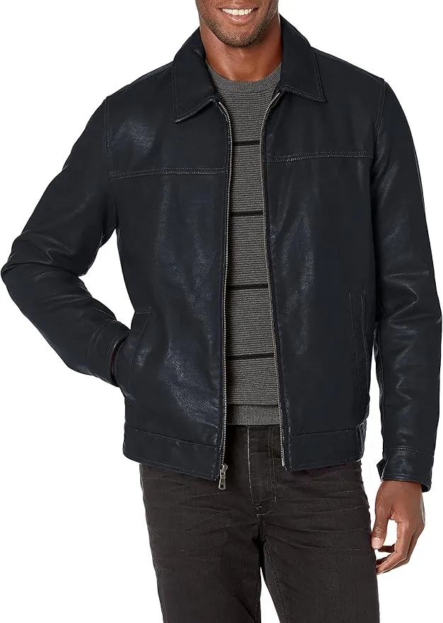 Tommy Hilfiger Men's Collar Faux Leather Jacket