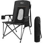  Portable Oversized Folding High Back Lawn Chairs, Cup Holder , Black