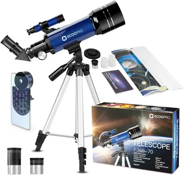 Telescope for Kids Beginners Adults,70mm Astronomy Refractor Telescope