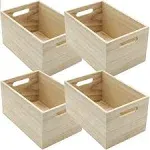 Unfinished Wood Crates - Organizer Bins,(4-Pack) Decorative Wooden Boxes