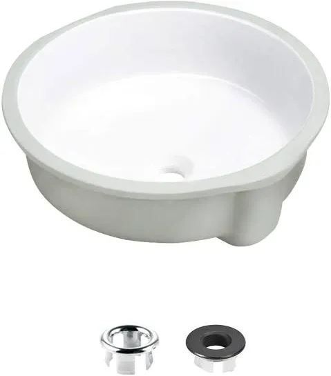 STYLISH® 16&#034; Ceramic Porcelain Round Undermount Bathroom Sink with Enamel Gla...