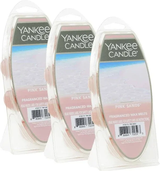 Yankee Candle Pink Sands Wax Melts, 18 in Total (3 Packs of 6), Light Pink for Candle Making and Home Fragrance