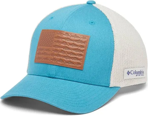 Columbia PFG Leather Fish Flag Mesh Ball Cap