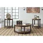 Ashley Furniture Roybeck Light Brown Bronze 3pc Occasional Table Set