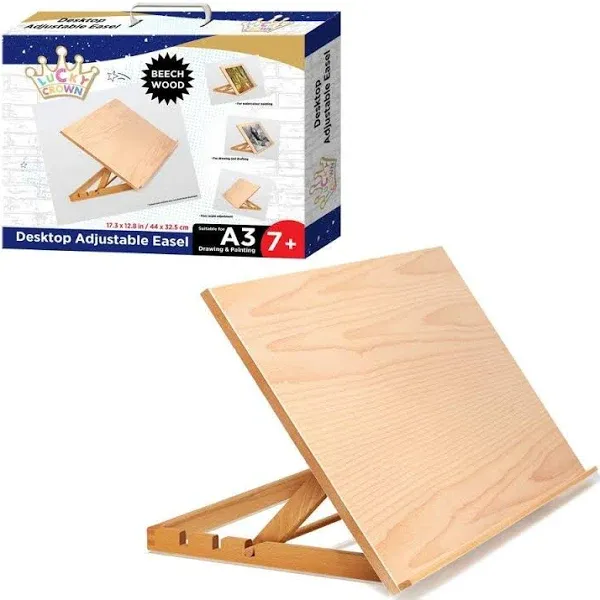 Lucky Crown US Art Adjustable Wood Desk Table -Light Weight, Easel with Strong Support