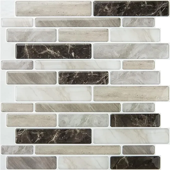 WOWSTAR 10-Sheet Peel and Stick Tiles, Marble Look Kitchen Backsplash Tiles, 11.5"x11.6" Light Brown