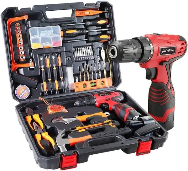 jar-owl 108 Piece Power Tool Combo Kits with 16.8v Cordless Drill, Household Tools Set with DIY Hand Tool Kits for Professional Garden Office Home