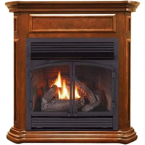 Duluth Forge Dual Fuel Ventless Fireplace - 32,000 BTU, T-Stat Control, Autumn Spice Finish