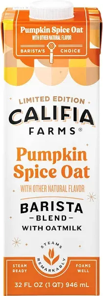 Califia Farms Pumpkin Spice Oat Barista Blend With Oatmilk (32 fl oz)