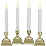 612 Vermont Vintage LED Battery Operated Window Candles with Timer, Bright Warm White Glow, VT-1806P-4 (Pack of 4, Pewter)