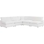 Modway Commix Down Filled Overstuffed 5-Piece Armless Sectional Sofa - Pure White