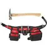 Electricians Work Belt Tool Pouch Adjustable with 19 Oz. Hickory Framing Hammer