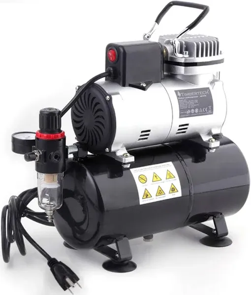 Timbertech Upgraded Airbrush Single-Piston Oil-free Mini Compressor ABPST08 w...