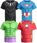 Marvel Avengers Boys 4 Pack T-shirts Black Panther Hulk Iron Man Captain America 6