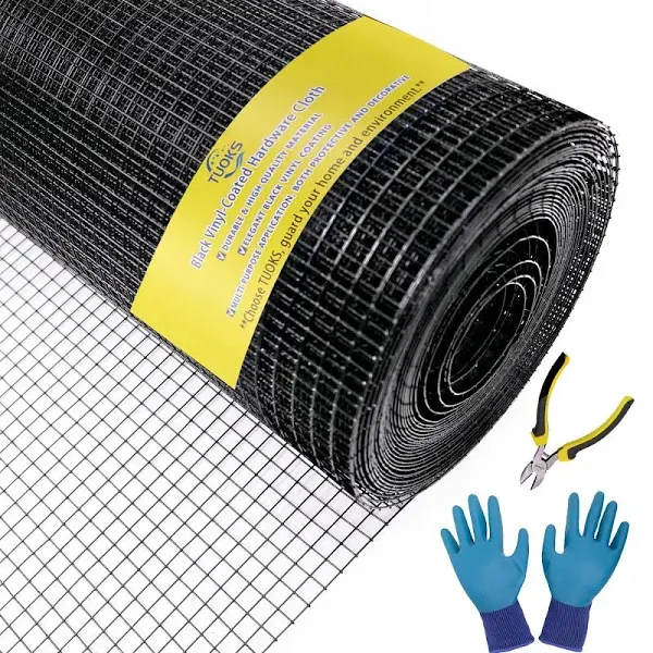 coucheta Hardware Cloth 1/2 inch 19 Gauge Black Vinyl Coated Wire Mesh Roll Chicken Wire Fencing Garden Wire Fence Rolls