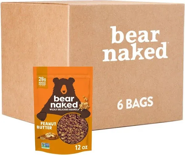 Bear Naked Granola Cereal, Whole Grain Granola, Breakfast Snacks, Peanut Butter, 12oz Bag (1 Bag)