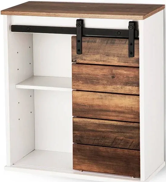 Wall Mounted Cabinet for Storage, Farmhouse Bathroom Cabinet with Sliding Bar...