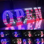 Flashing USA Flag Open Sign, 40"x14" Large Led Open Sign with 13 Scene Modes, Open Sign for Business with Hanging Installation, Ultra Bright Open Sign for Boutique, Stores, Bar, and More