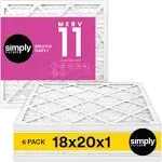 Simply Filters 18x20x1 MERV 11, MPR 1000, AC Furnace HVAC Air Filter (6 Pack)