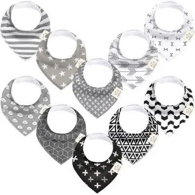 KeaBabies Organic Bandana Bibs, Grayscale