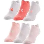 Under Armour Women's 6 Pack Essential No Show Socks (Beta Tint/White)