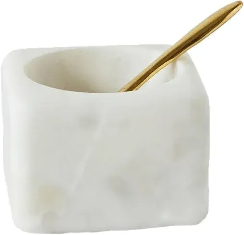 Creative Co-Op Square White Marble Brass Spoon (Set of 2 Pieces) Bowl