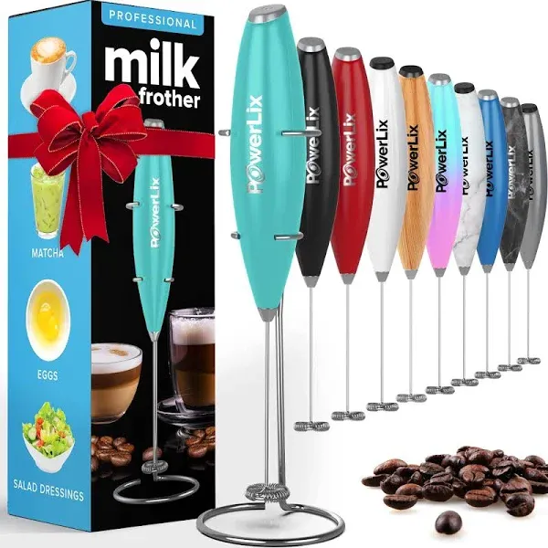 Powerlix Milk Frother Handheld Battery Operated Electric Whisk Foam Maker For Coffee