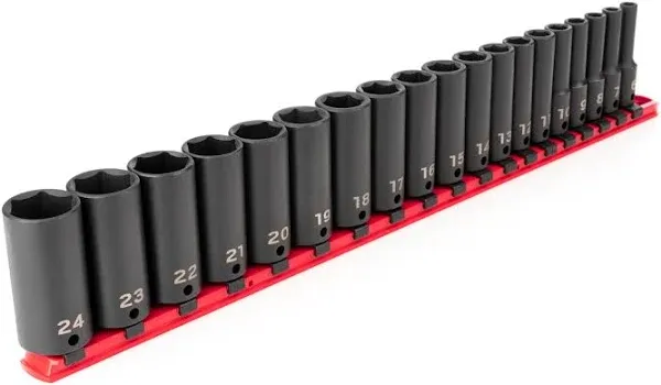 TEKTON Metric Impact Socket Set 6 mm-24 mm 3/8&#034; Drive Deep 6-Point (19-Piece)