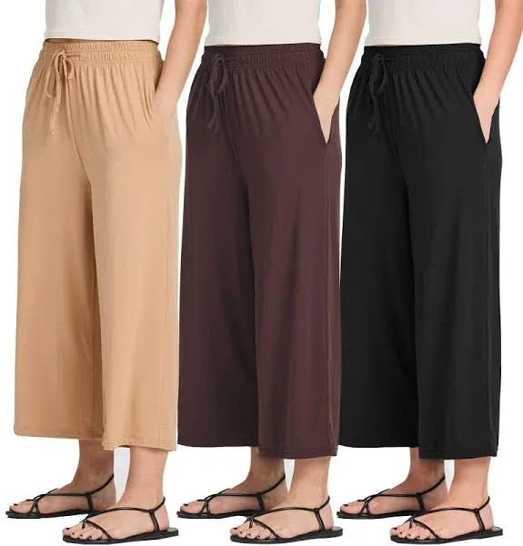 Real Essentials Women's Ultra-Soft Wide Leg Capri Pants